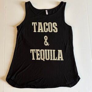 Black 'Tacos & Tequila' Graphic Tank Top